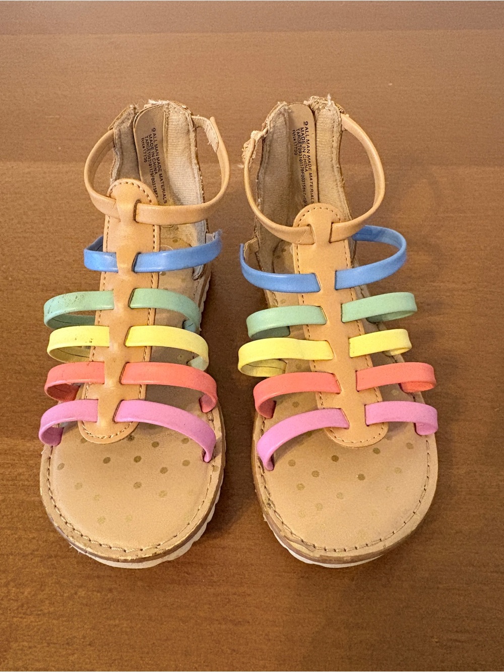 Cat & Jack Toddler Girls Rainbow Strappy Gladiator Sandals - Size 9C